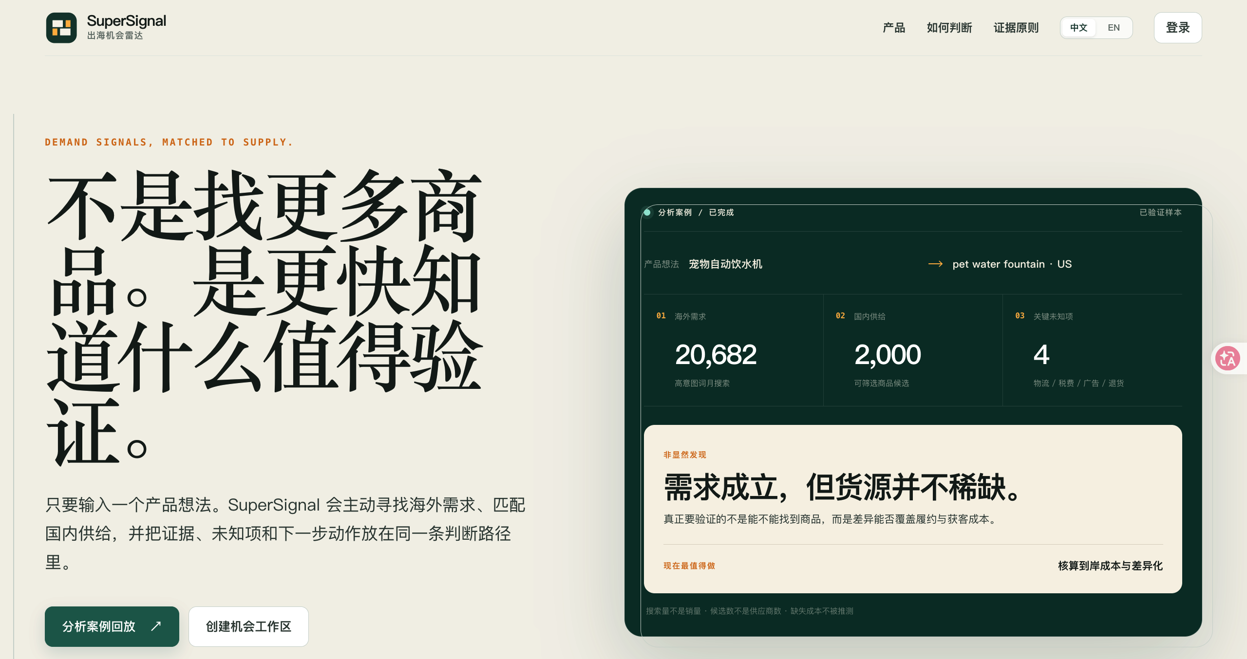跨境智选 SuperSignal｜基于供需信号的跨境优选决策平台 screenshot