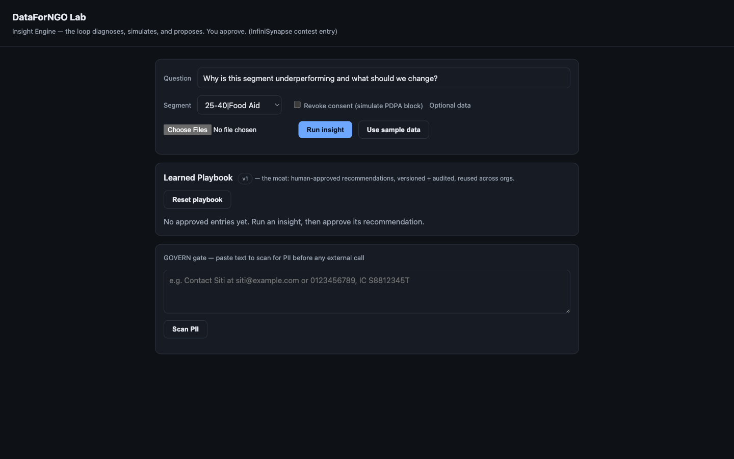 DataForNGO Lab — Insight Engine screenshot